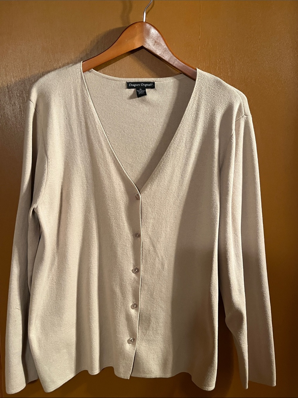 Designers Originals Tan V-Neck Button Front Cardigan